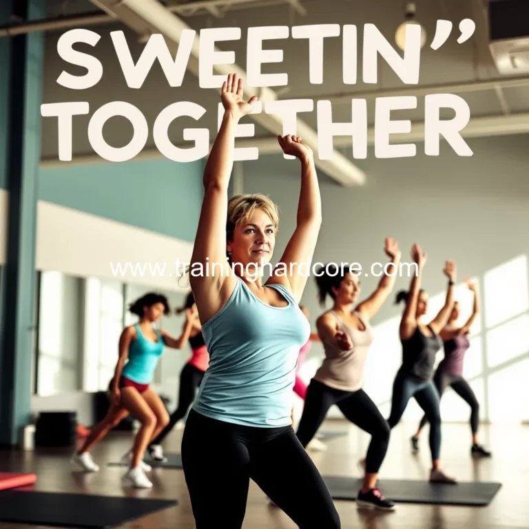 Artistic representation for Sweatin' together: unite against extra pounds in group exercise classes