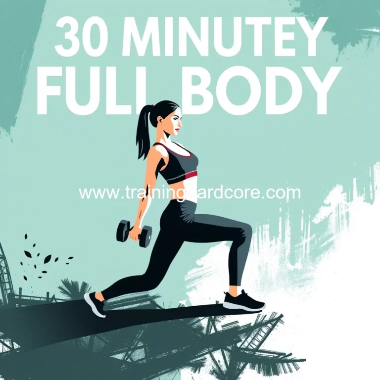 Artistic representation for 30-minute full-body dumbbell routine: build muscle & core strength at home