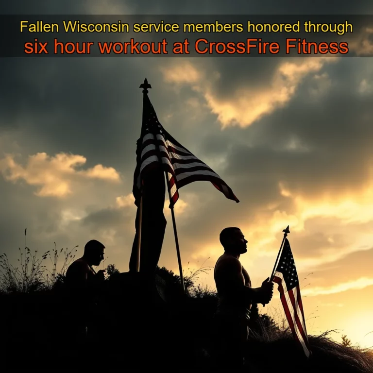 Artistic representation for Fallen Wisconsin service members honored through six hour workout at CrossFire Fitness