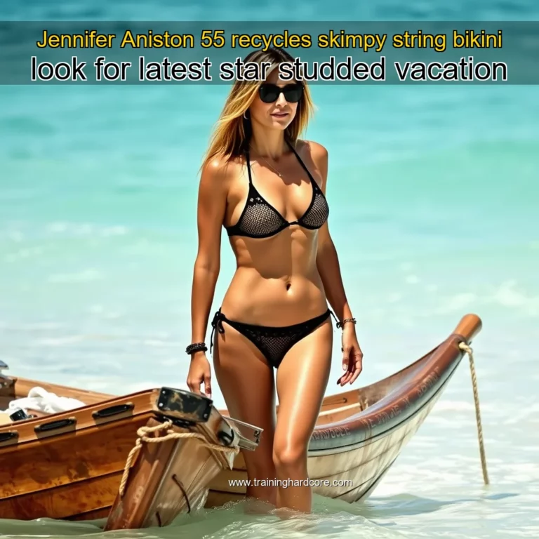 Artistic representation for Jennifer Aniston 55 recycles skimpy string bikini look for latest star studded vacation