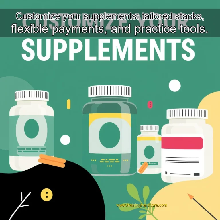 Artistic representation for Customize your supplements: tailored stacks, flexible payments, and practice tools.