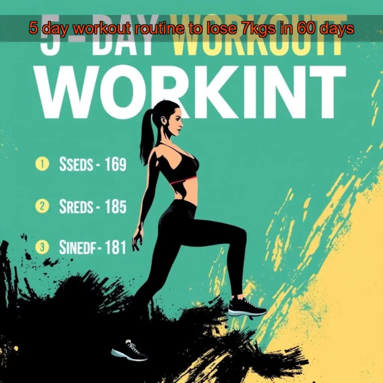 Artistic representation for 5 day workout routine to lose 7kgs in 60 days